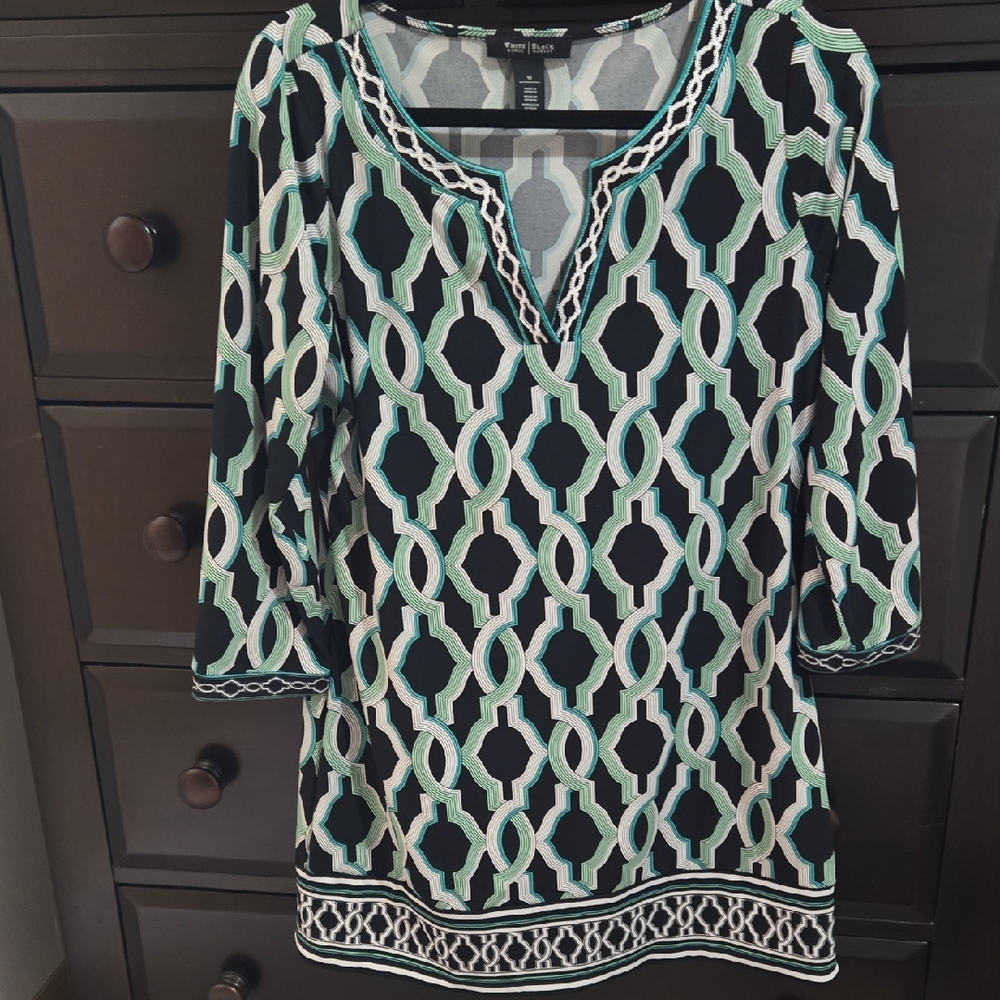 White House Black Market Black Mint Geometric Maxi Dress